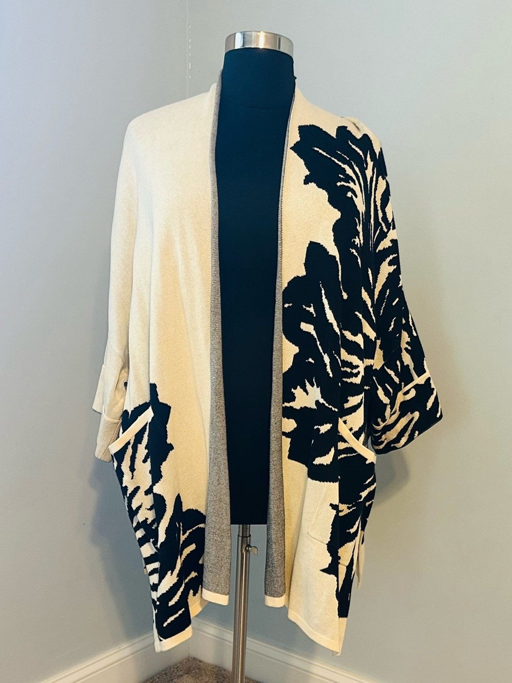 Marla Wynne Open-Front Floral Knit Cardigan/shawl 2x